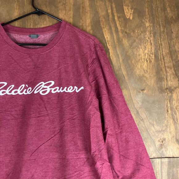 Eddie Bauer Womens Sweatshirt Maroon Crew Neck Fleece Pullover Long Sleeve XL - Picture 5 of 12